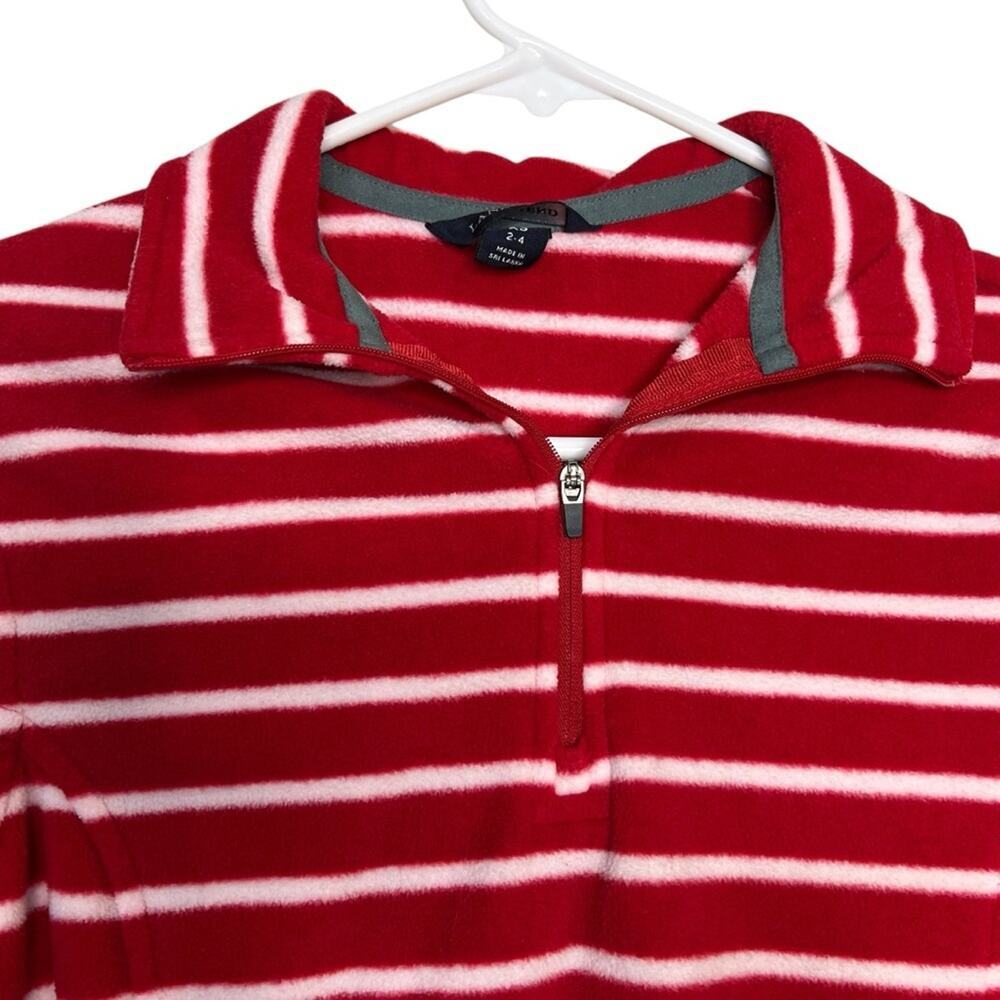 Lands’ End Women’s Red and White Striped Quarter Zip Fleece Sweatshirt Size XS - Picture 5 of 5